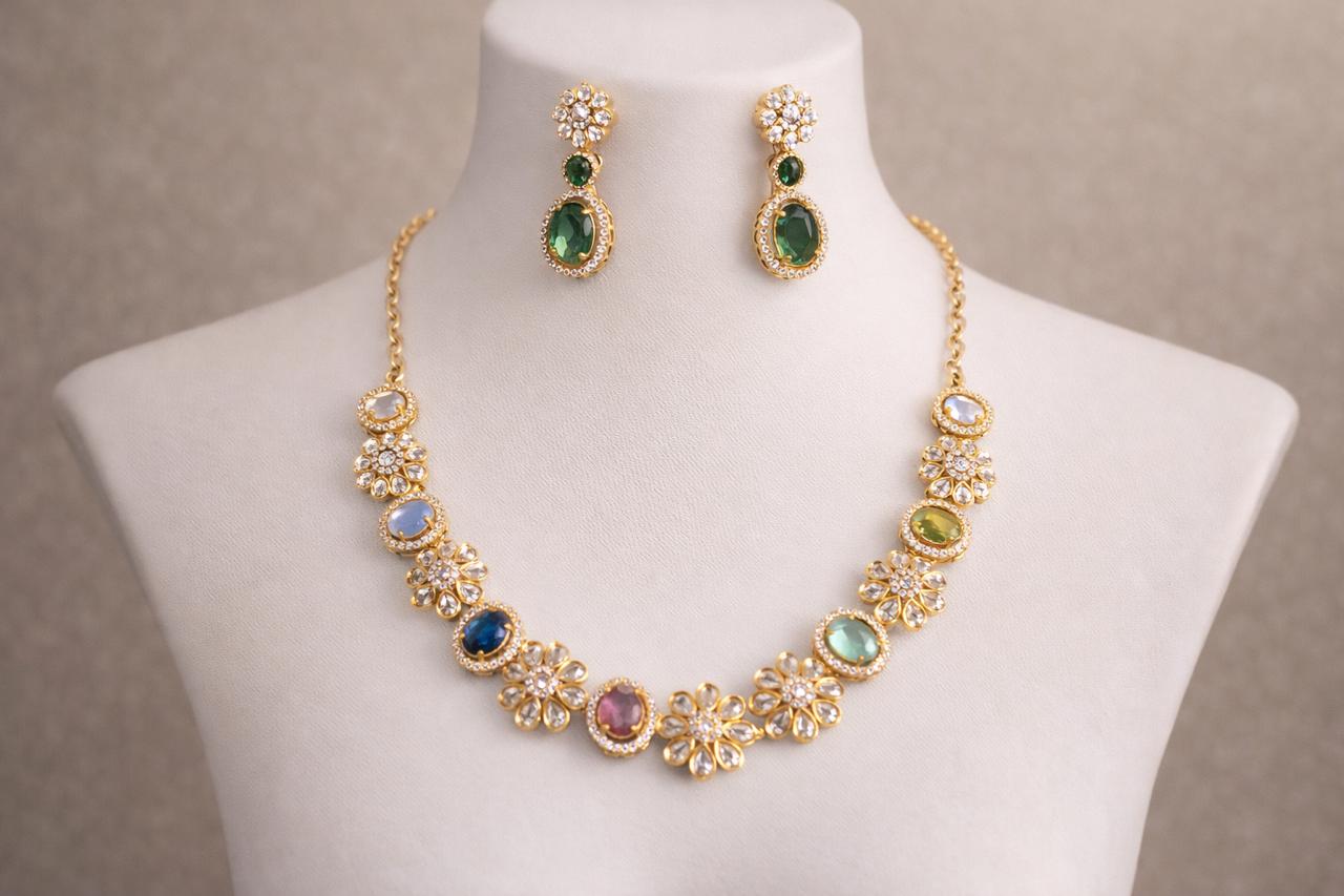Multi-colour CZ necklace
